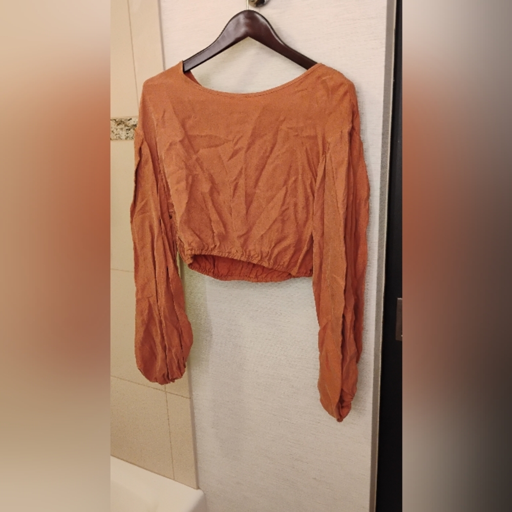 Sancia The Teague Cropped Puff Sleeve Top Sz S
